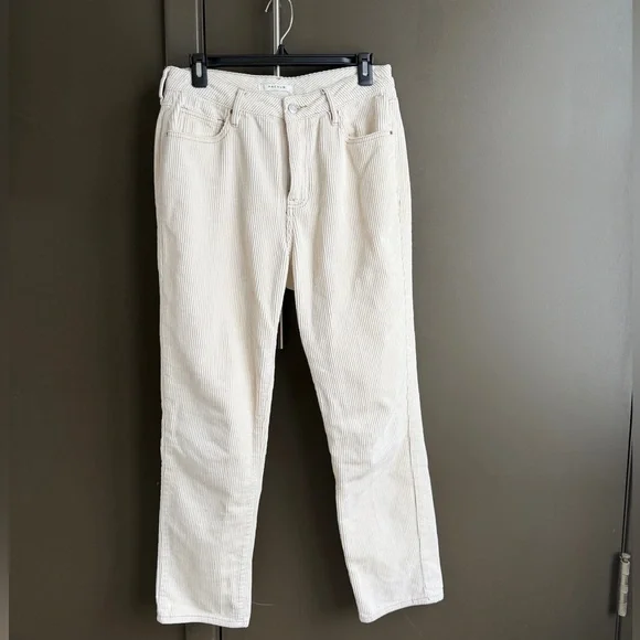 PacSun High Waisted Straight Leg Cream Corduroy Pants - Picture 1 of 4
